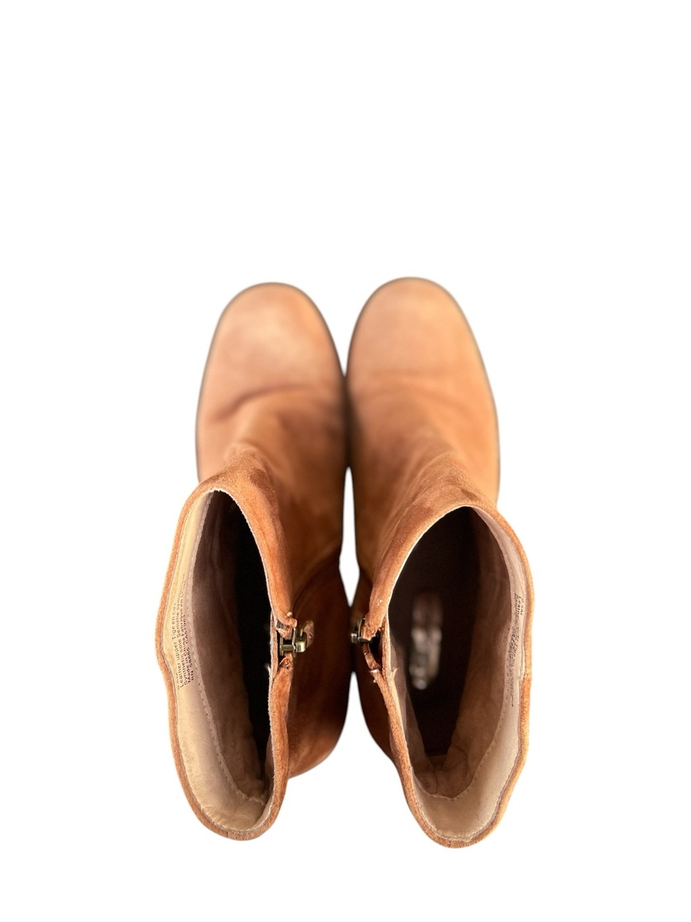 Halogen Women's Tan Suede Ankle Booties with Side Zip